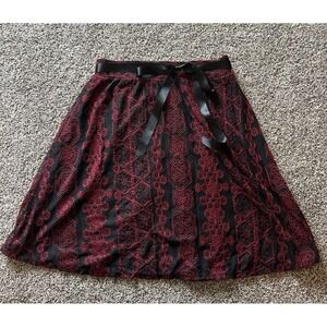 Joe B Women's Black/Red‎ Lace A line skirt size medium